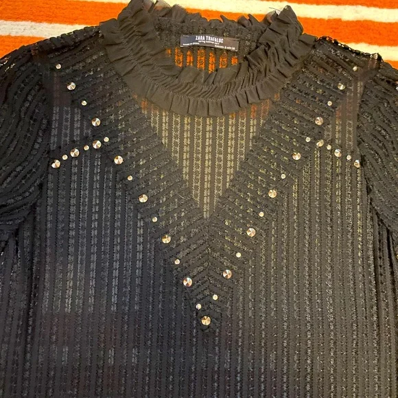 NWOT Zara Black High Neck Top - Size Small - Picture 4 of 4